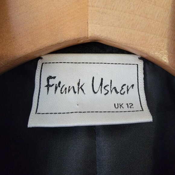 Vintage Frank Usher Sequin Top Sheer Arms Tuxedo Look Top US 8 UK 12 - Picture 3 of 11